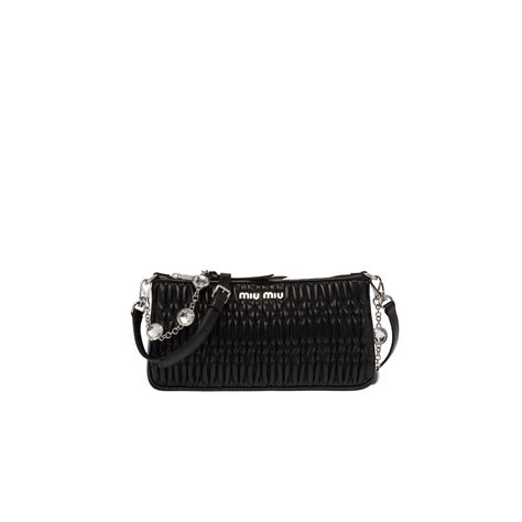 miu miu nappa crystal bag nero|Black Miu Crystal Nappa Leather And Crystal Handbag .